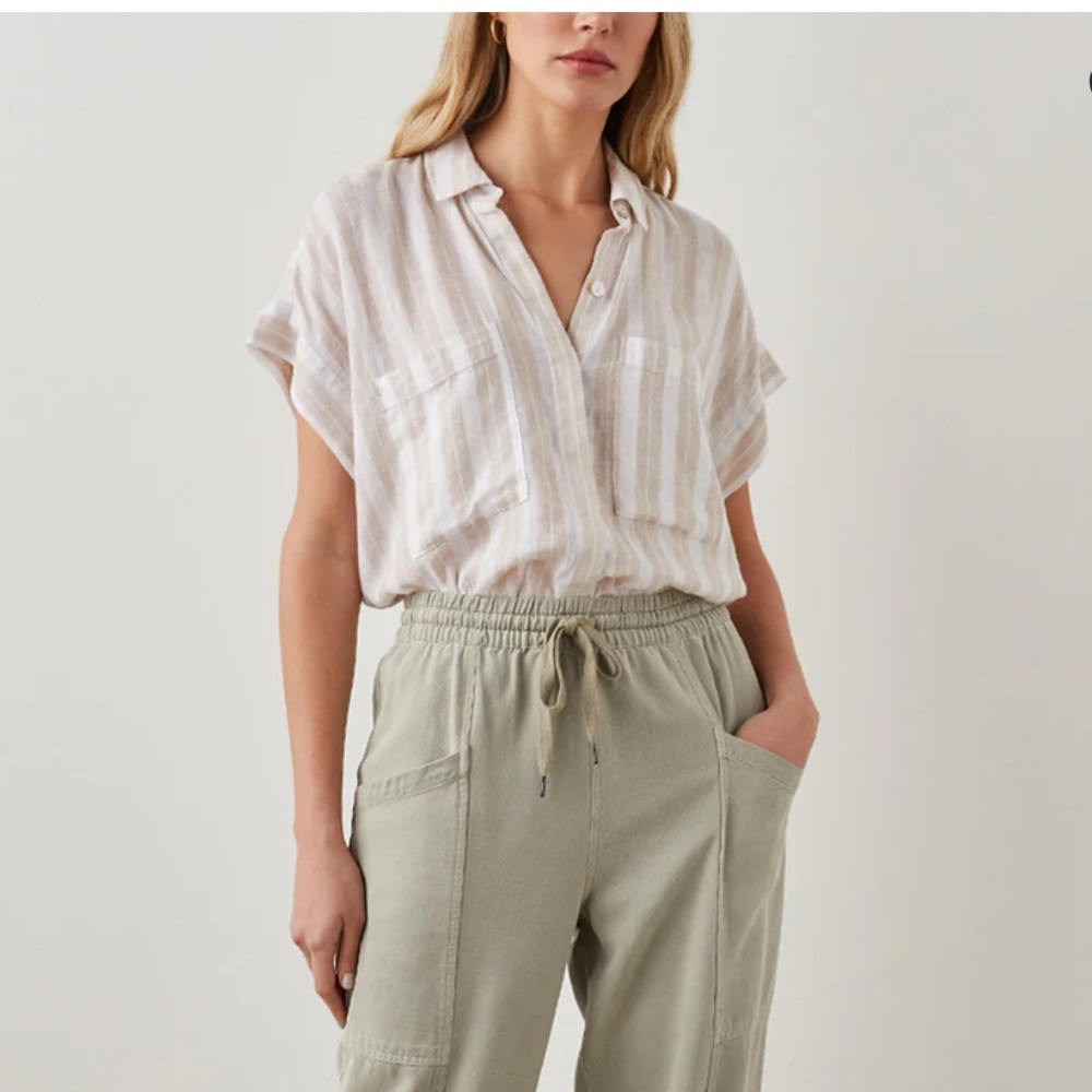 Rails Cito Shore Stripe Linen Blend Button-Up Shi… - image 2